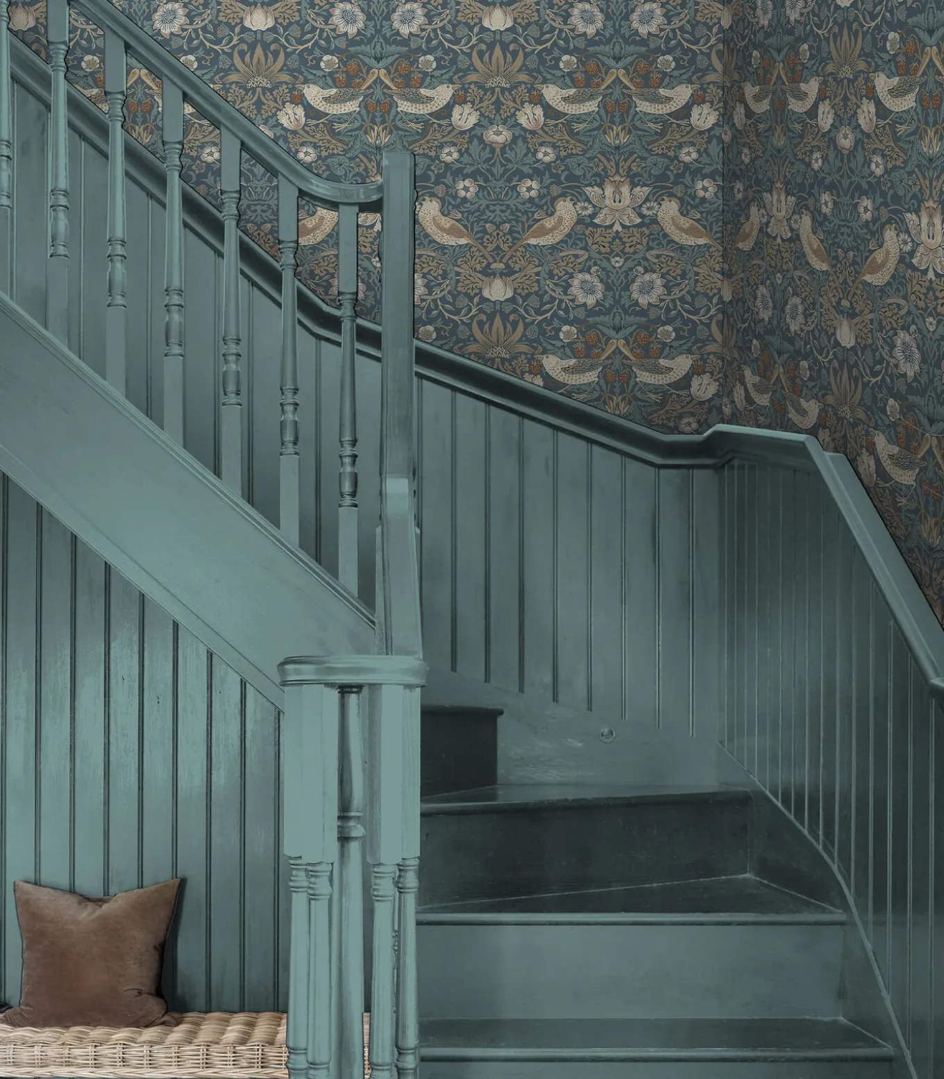 William Morris at Home Vliesbehang - Strawberry Thief Washed Blue - 1000x52