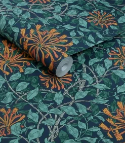 William Morris at Home Vliesbehang - Honeysuckle Tidewater Blue - 1000x52