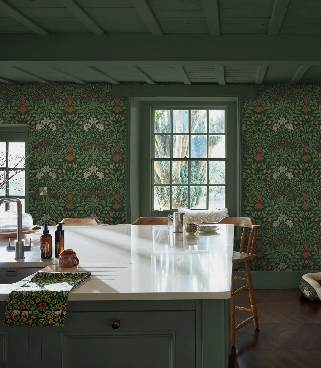 William Morris at Home Vliesbehang - Garden Moss Green - 1000x52
