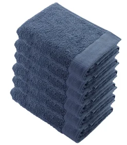 6x Remade Cotton Handdoeken 70x140 cm Blauw