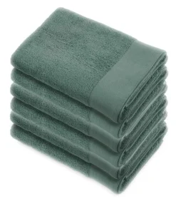 6x Soft Cotton Handdoeken 50x100 cm Legergroen