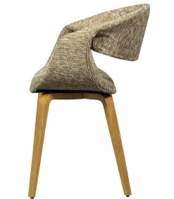 Yossi Eetkamerstoelen Met Houten Naturel Poot - Zand - Set van 6