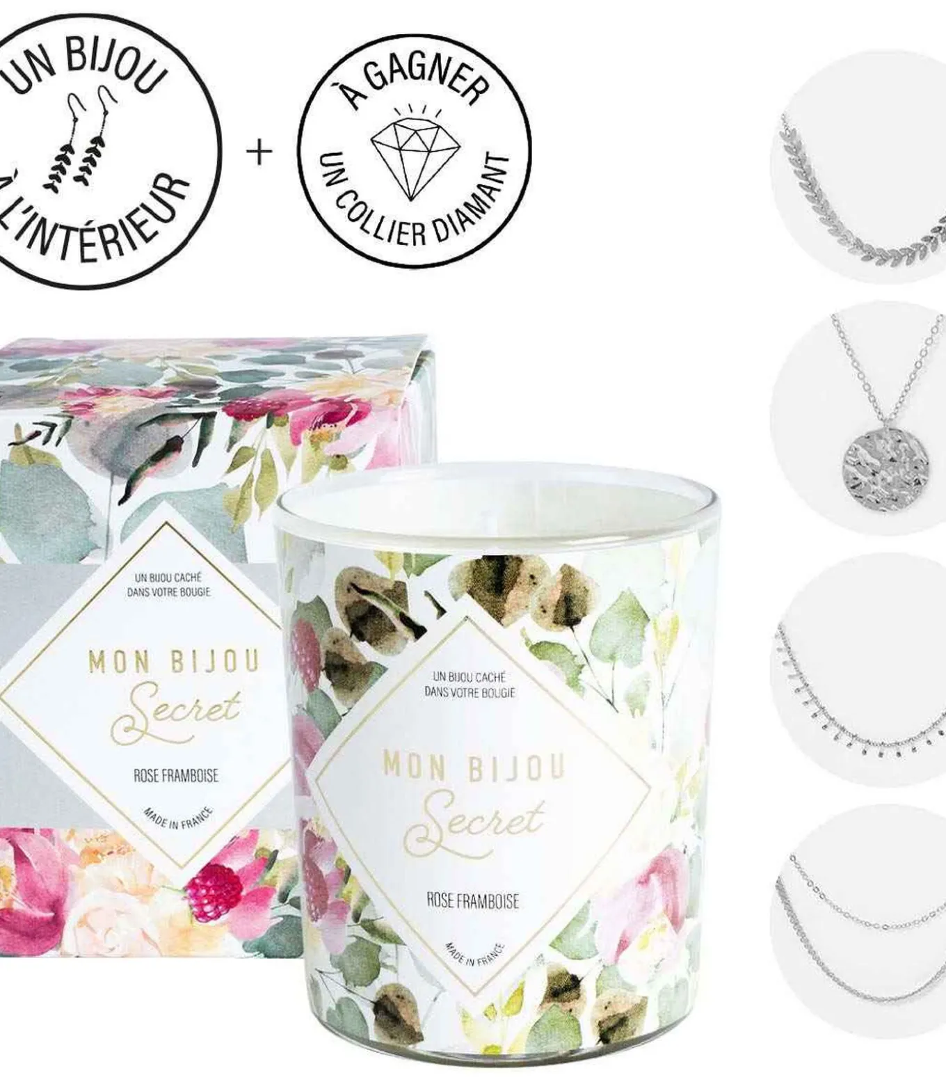 Zilveren Ketting Sierkaars - Frambozenroos