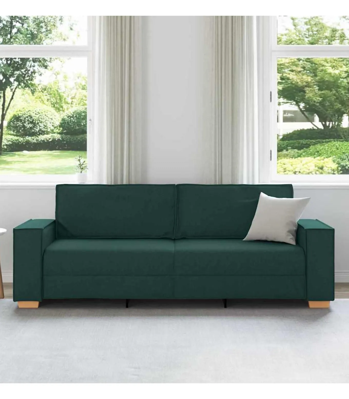 3-Zits Sofa met kussen Donkergroen 220 x 78 x 84 cm Stof