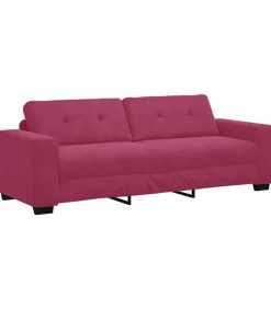 3-Zits Sofa met kussen Wijnrood Fluweel