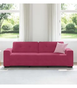 3-Zits Sofa met kussen Wijnrood Fluweel