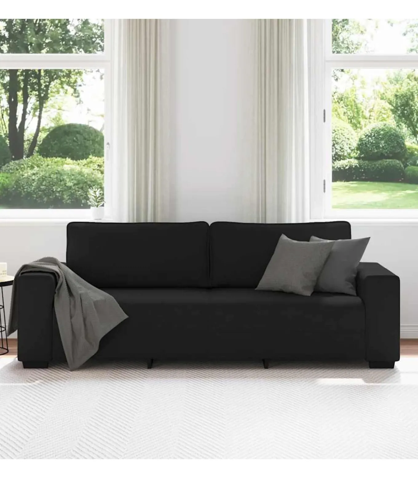 3-zitsbank 180 cm stof zwart