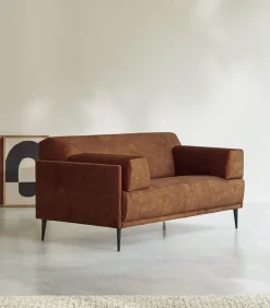 2-3-zitsbank in terracottabruin fluweel Finn, 2-zit