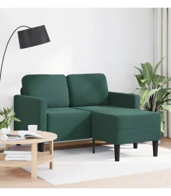 2-zitsbank met chaise L-vorm donkergroen 125 cm fluweel