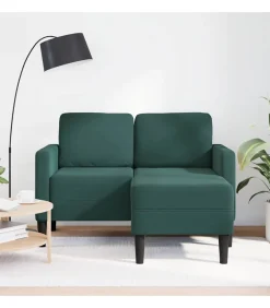 2-zitsbank met chaise L-vorm donkergroen 125 cm fluweel