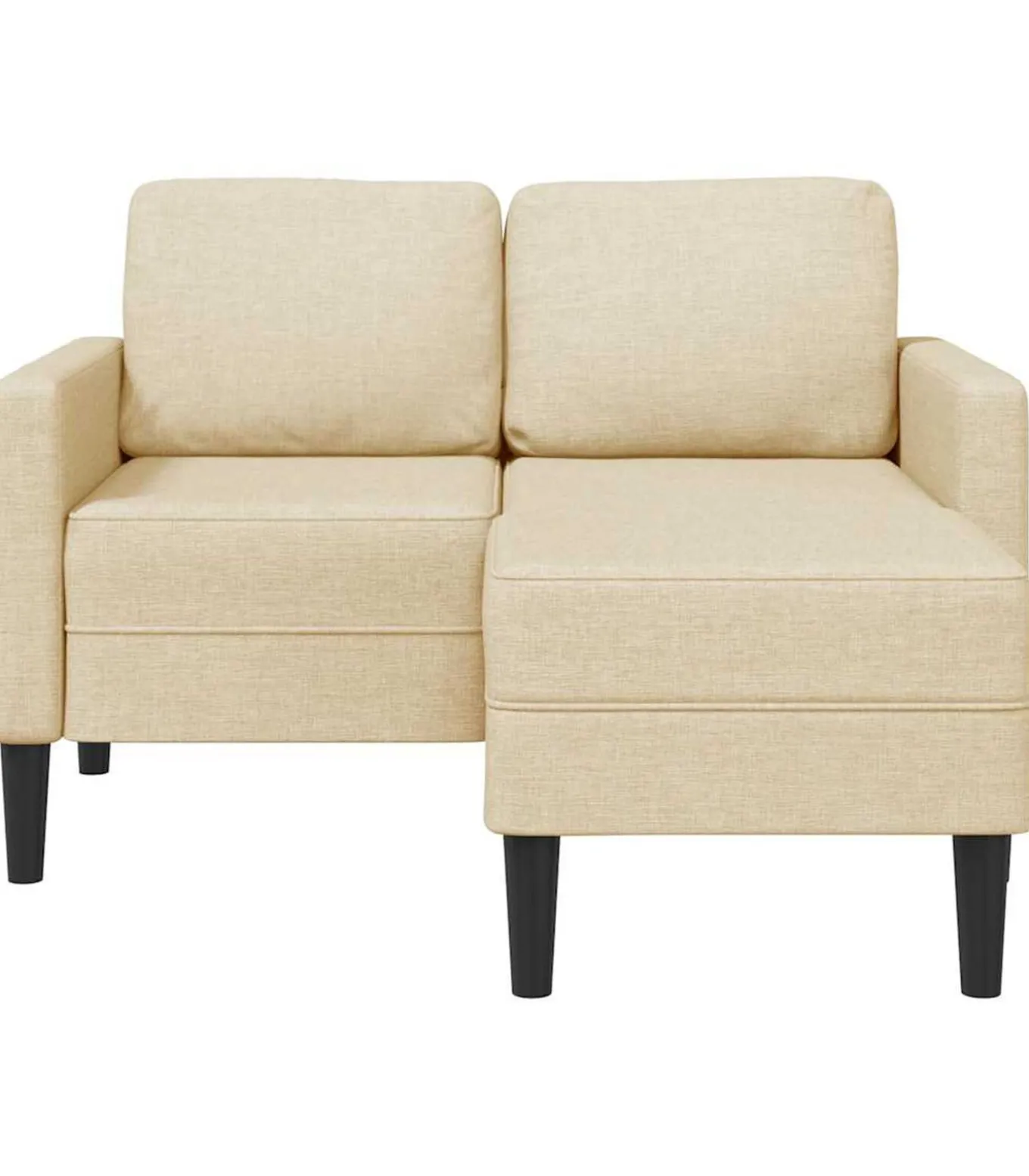 2-zitsbank met ligstoel L-vormig crèmekleurig stof 125 cm