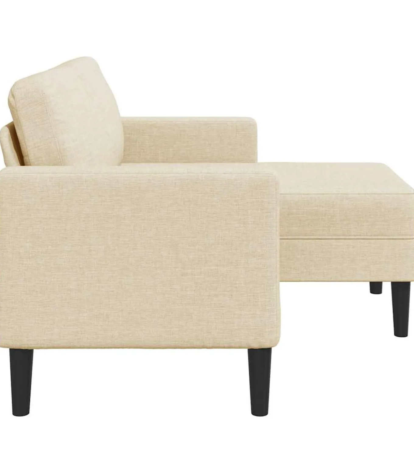 2-zitsbank met ligstoel L-vormig crèmekleurig stof 125 cm