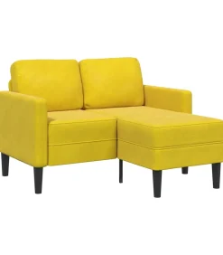 2-zitsbank met ligstoel L-vormig 125 cm fluweel geel