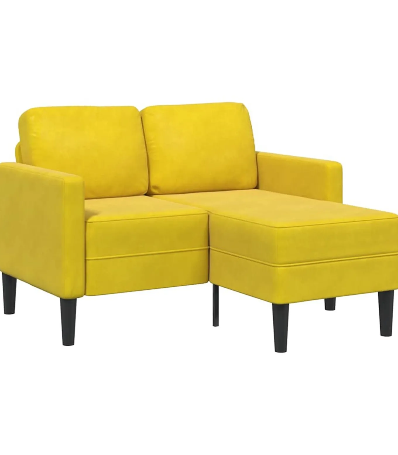 2-zitsbank met ligstoel L-vormig 125 cm fluweel geel