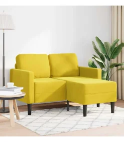 2-zitsbank met ligstoel L-vormig 125 cm fluweel geel