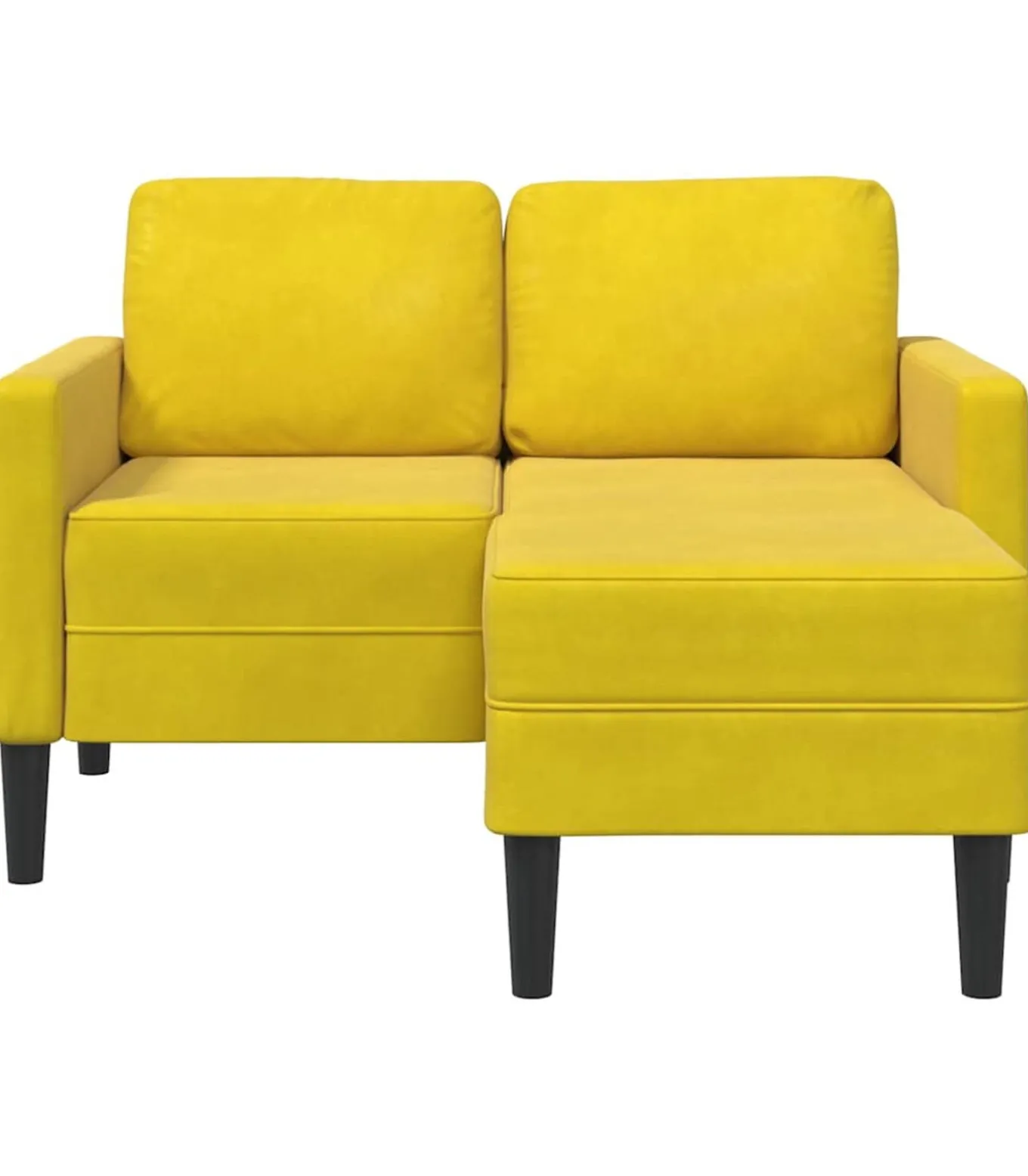 2-zitsbank met ligstoel L-vormig 125 cm fluweel geel